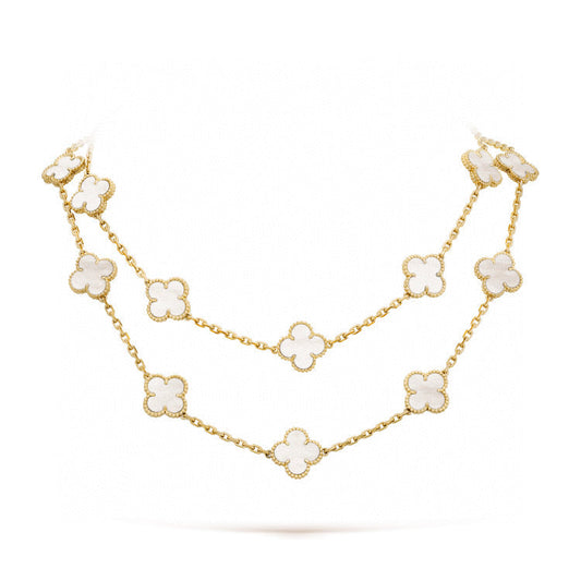 Mystic CLOVER 20 MOTIFS WHITE MOP NECKLACE
