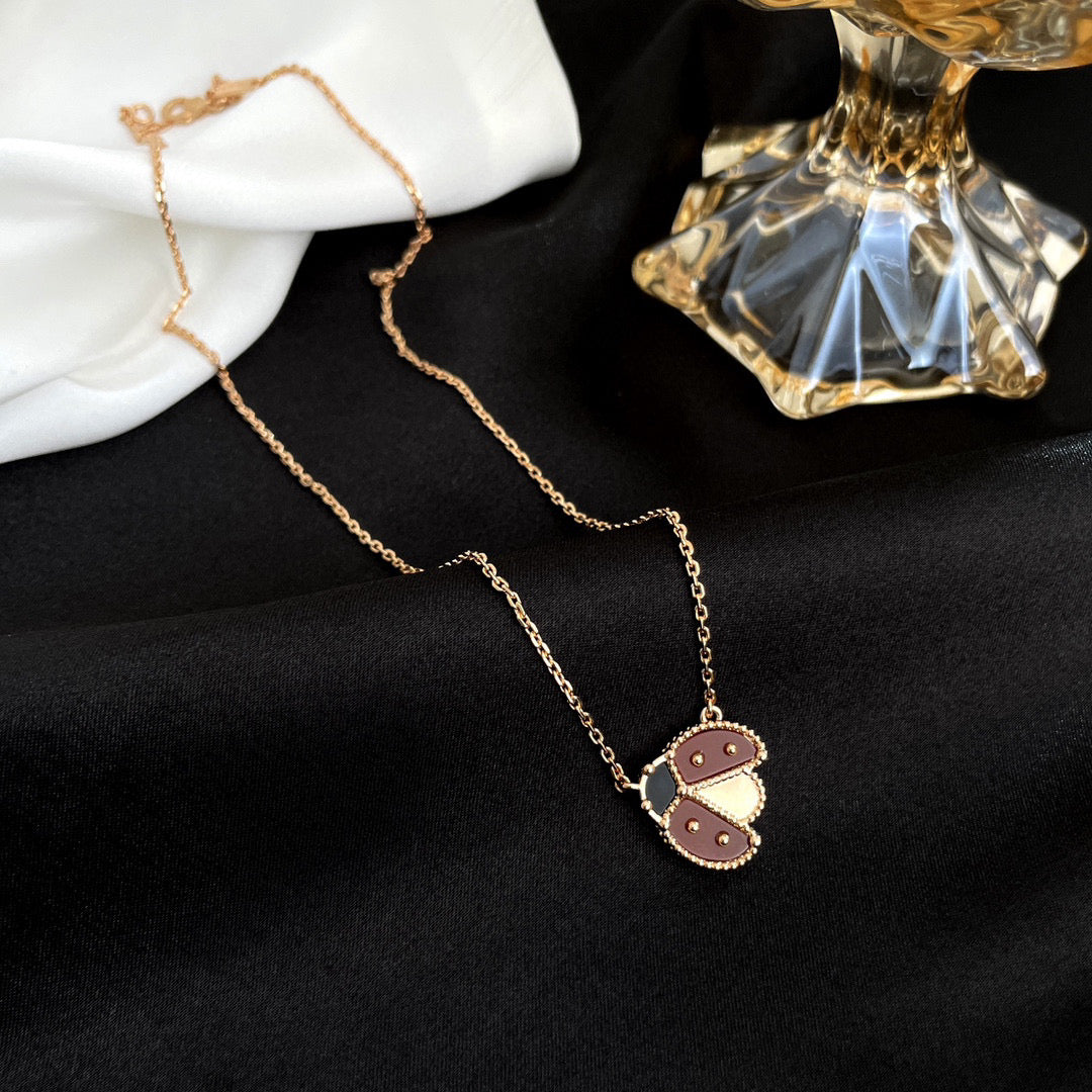 Mystic LUCKY  CARNELIANS LADYBUG NECKLACE