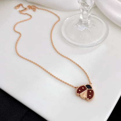Mystic LUCKY  CARNELIANS LADYBUG NECKLACE