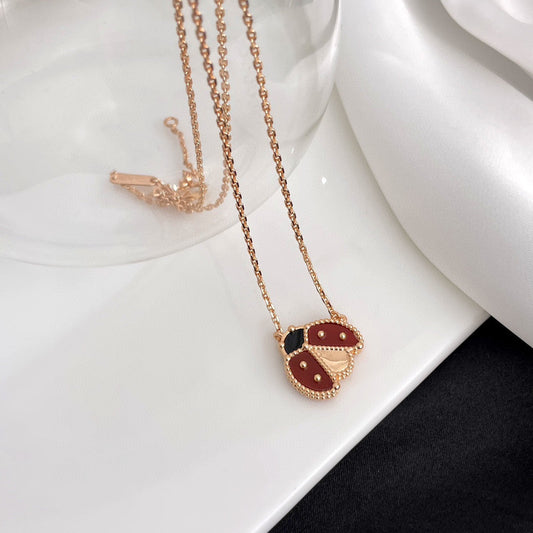 Mystic LUCKY  CARNELIANS LADYBUG NECKLACE