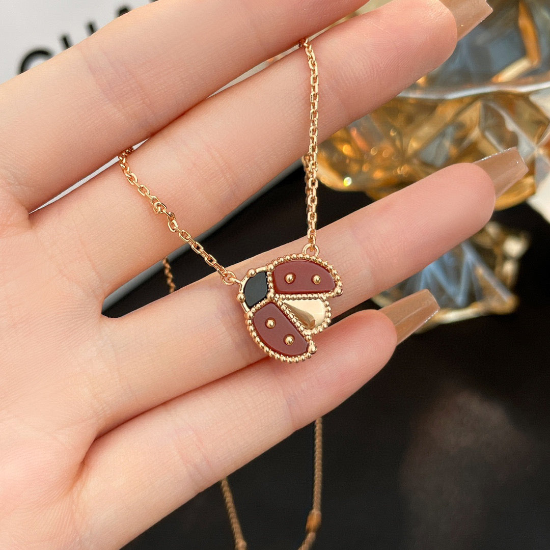 Mystic LUCKY  CARNELIANS LADYBUG NECKLACE