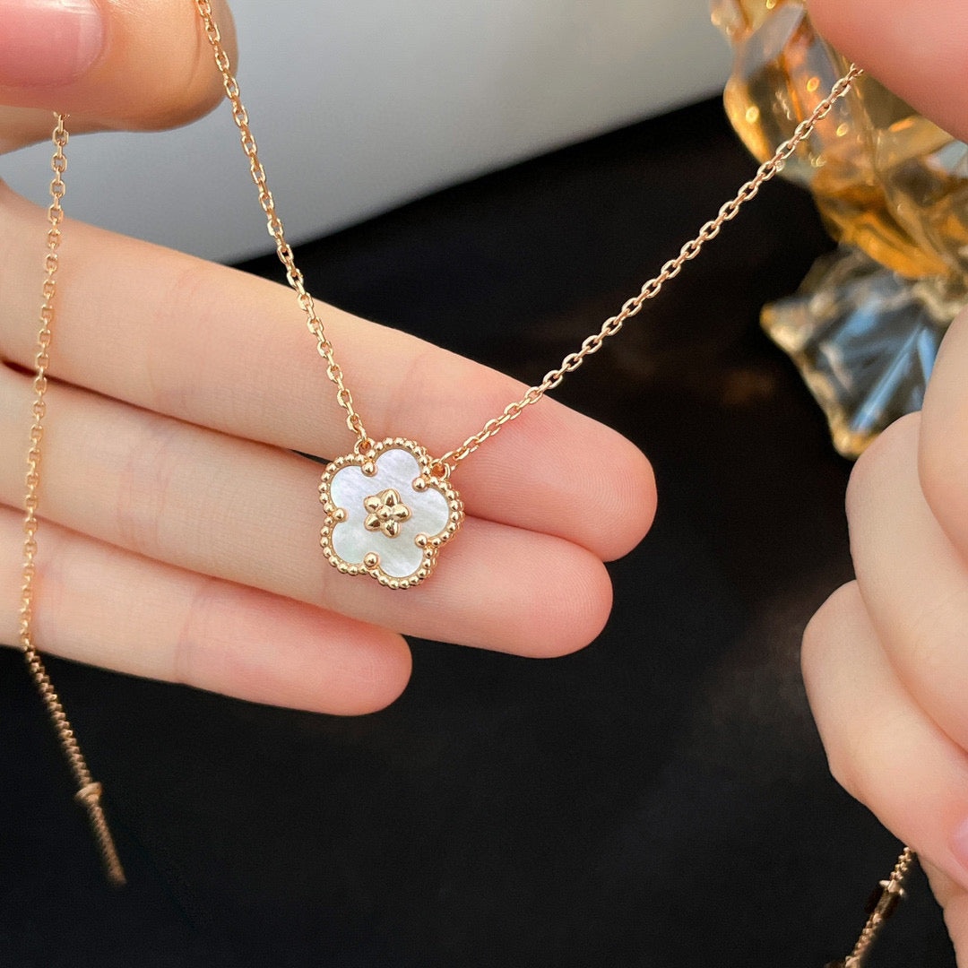 Mystic LUCKY  WHITE MOP  PLUM BLOSSOM NECKLACE