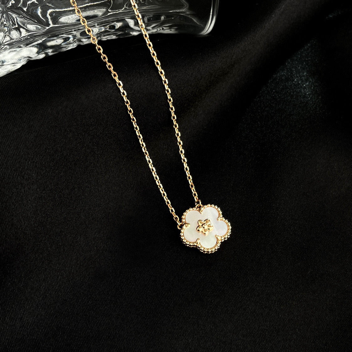Mystic LUCKY  WHITE MOP  PLUM BLOSSOM NECKLACE