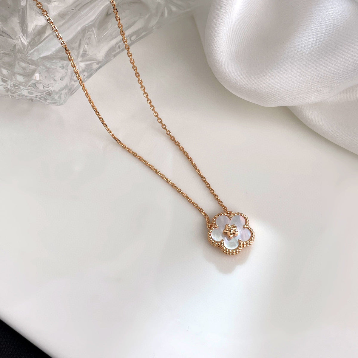 Mystic LUCKY  WHITE MOP  PLUM BLOSSOM NECKLACE