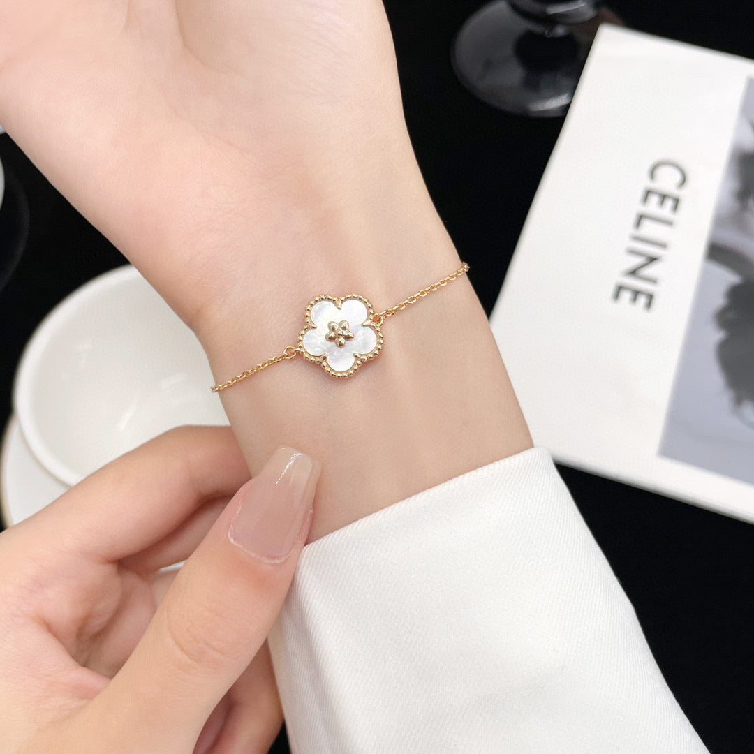 Mystic LUCKY WHITE MOP PLUM BLOSSOM  BRACELET