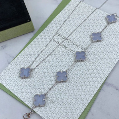 [Mystic ]New  CLOVER 5 MOTIF PURPLE CHALCEDONY BRACELET COLLECTION