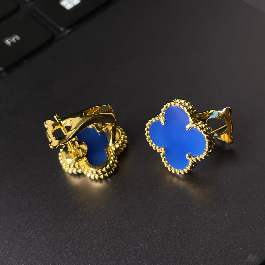 [Mystic ] CLOVER LARGE (20mm) 1 MOTIFS BLUE MOP STUD EARRINGS