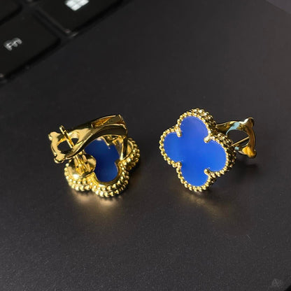 [Mystic ] CLOVER LARGE (20mm) 1 MOTIFS BLUE MOP STUD EARRINGS