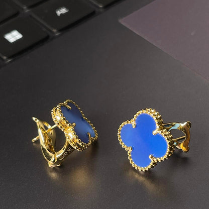 [Mystic ] CLOVER LARGE (20mm) 1 MOTIFS BLUE MOP STUD EARRINGS