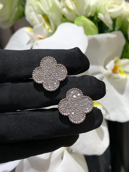 [Mystic ] CLOVER 20MM MOTIFS DIAMOND STUD EARRINGS SILVER