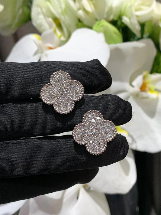[Mystic ] CLOVER 20MM MOTIFS DIAMOND STUD EARRINGS SILVER