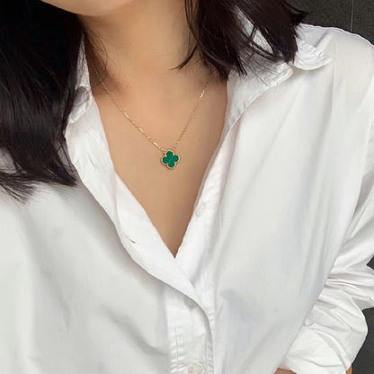 Mystic CLOVER 15MM MALACHITE SINGLE FLOWER  NECKLACE