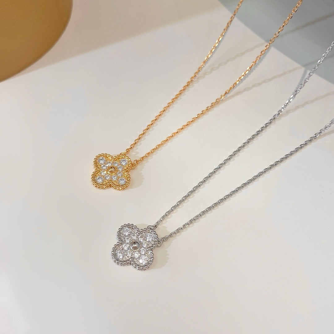 Mystic CLOVER 15MM DIAMOND SINGLE FLOWER NECKLACE