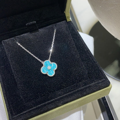 Mystic CLOVER 15MM DIAMOND SVRES PORCELAIN  NECKLACE SILVER