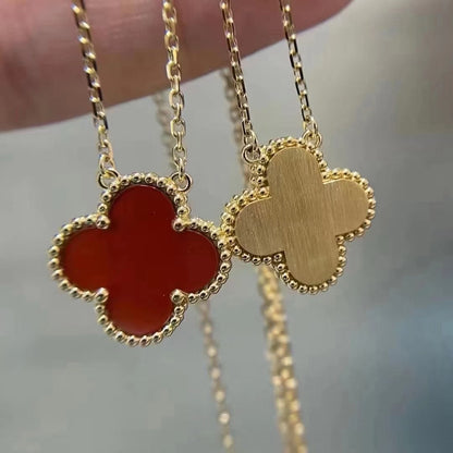 Mystic CLOVER 15MM CARNELIAN SINGLE FLOWER NECKLACE