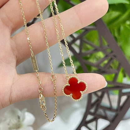 Mystic CLOVER 15MM CARNELIAN SINGLE FLOWER NECKLACE