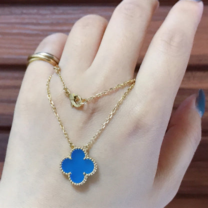 Mystic CLOVER 15MM BLUE AGATE NECKLACE