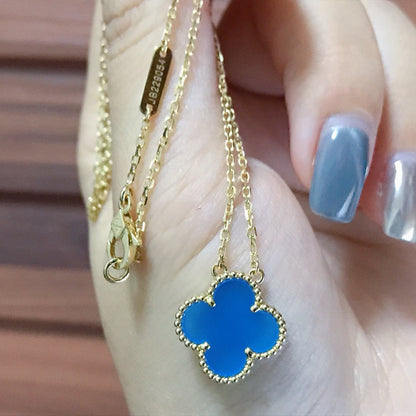 Mystic CLOVER 15MM BLUE AGATE NECKLACE