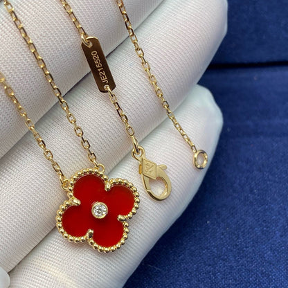 Mystic CLOVER 15MM DIAMOND CARNELIAN NECKLACE