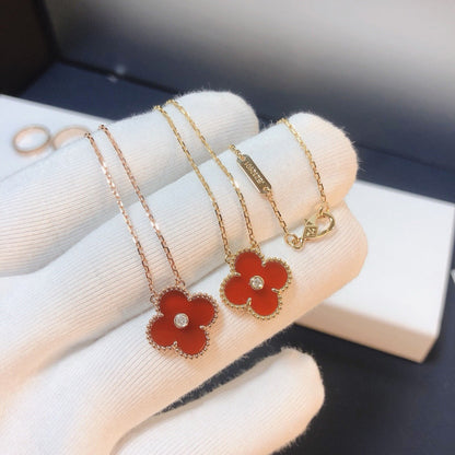 Mystic CLOVER 15MM DIAMOND CARNELIAN NECKLACE