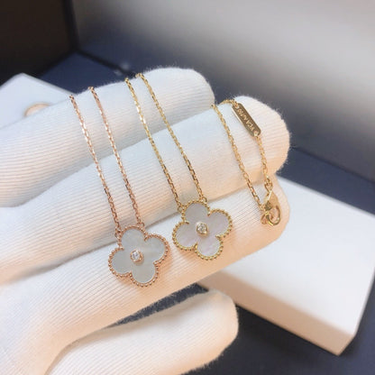 Mystic CLOVER 15MM DIAMOND WHITE FRITILLARIA NECKLACE