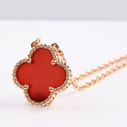 Mystic CLOVER 15MM CARNELIAN SINGLE FLOWER NECKLACE