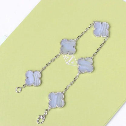 [Mystic ]New  CLOVER 5 MOTIF PURPLE CHALCEDONY BRACELET COLLECTION