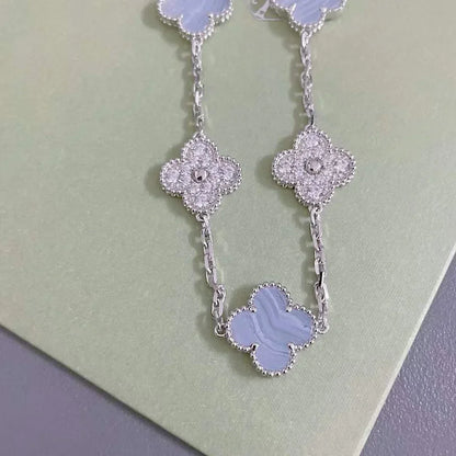 [Mystic ]New  CLOVER 5 MOTIF PURPLE CHALCEDONY BRACELET COLLECTION