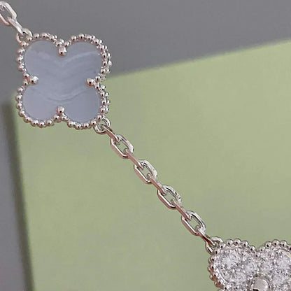 [Mystic ]New  CLOVER 5 MOTIF PURPLE CHALCEDONY BRACELET COLLECTION