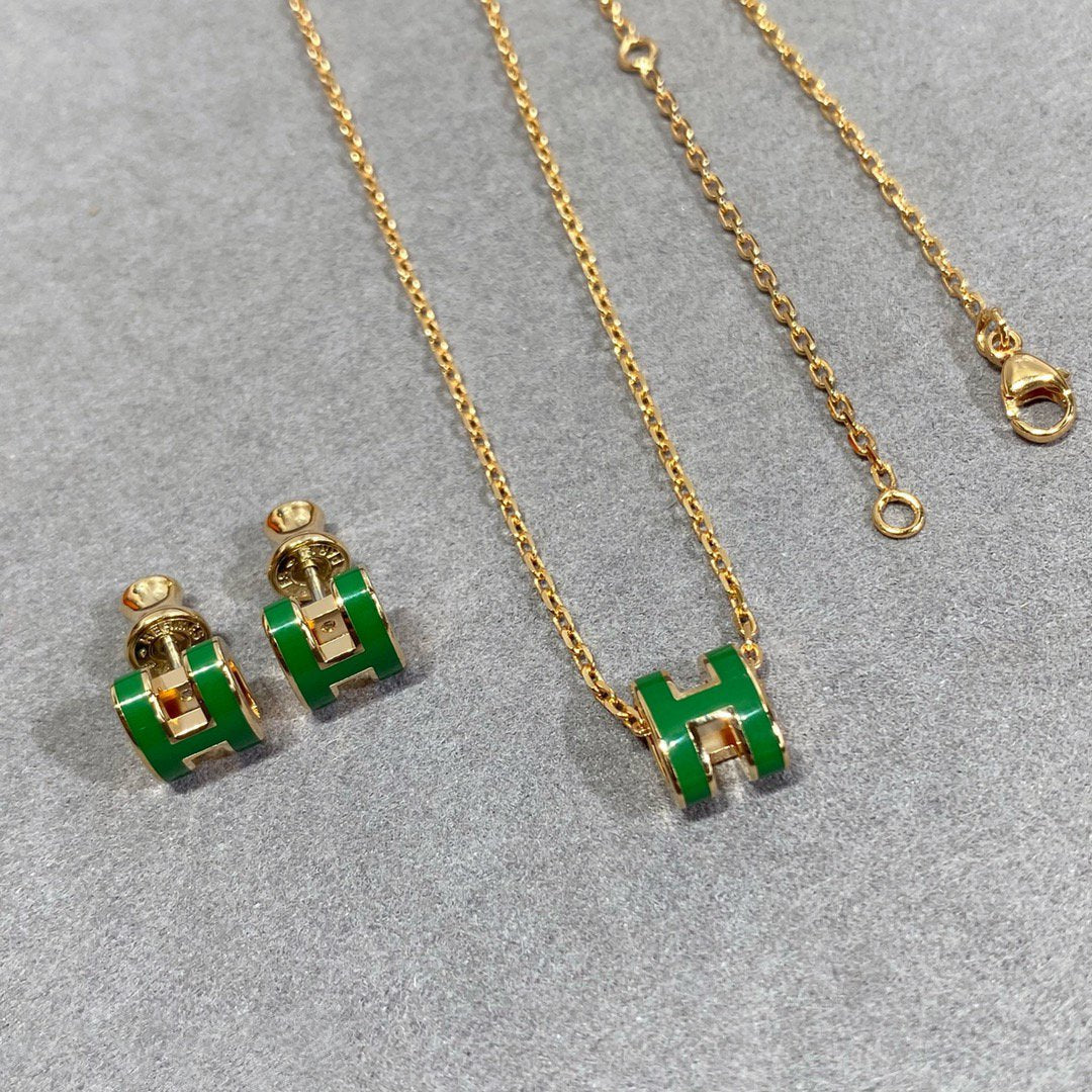 Mystic POP H GREEN NECKLACE SILVER AND GOLD