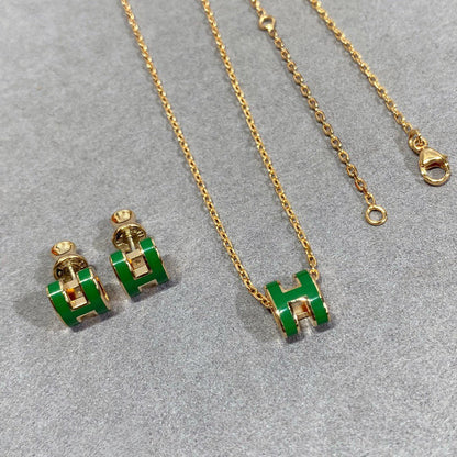 Mystic POP H GREEN NECKLACE SILVER AND GOLD