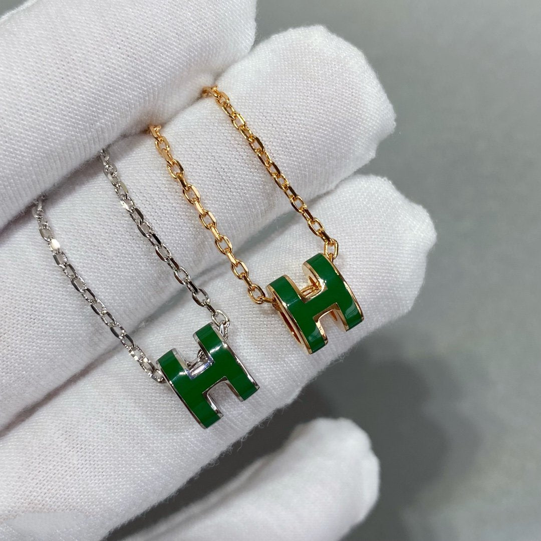 Mystic POP H GREEN NECKLACE SILVER AND GOLD