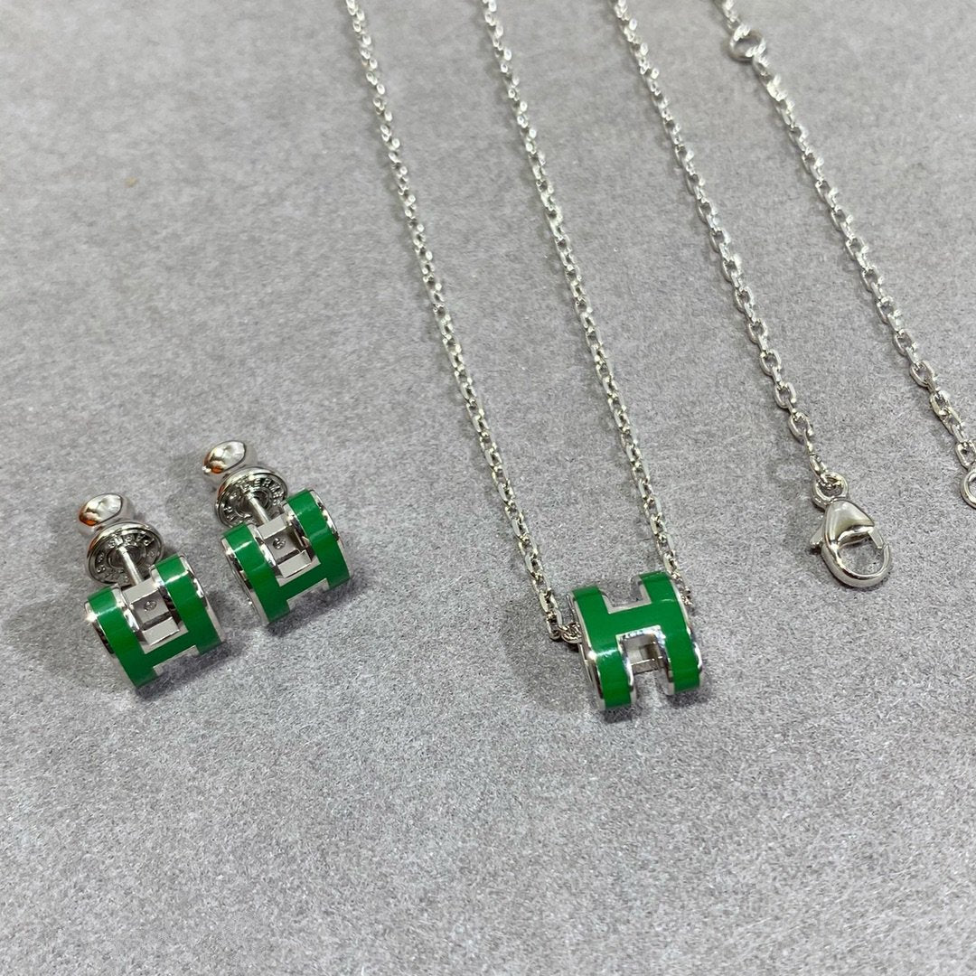 Mystic POP H GREEN NECKLACE SILVER AND GOLD