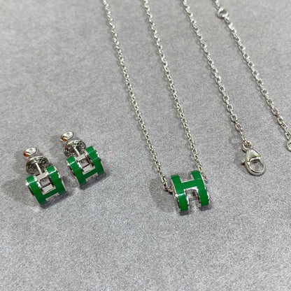 Mystic POP H GREEN NECKLACE SILVER AND GOLD