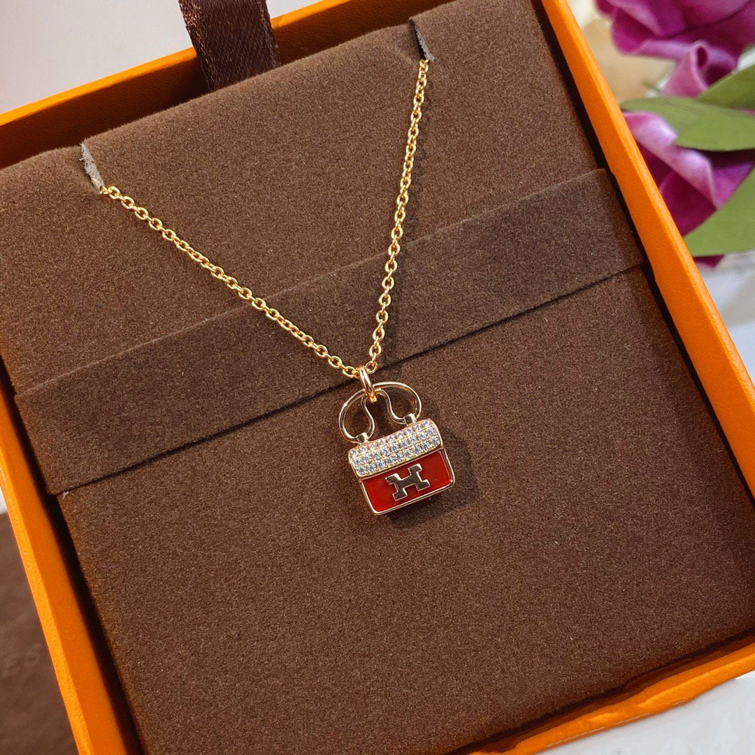 Mystic CONSTANCE RED PEDANT PINK GOLD NECKLACE