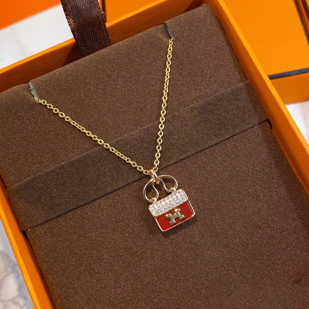 Mystic CONSTANCE RED PEDANT PINK GOLD NECKLACE