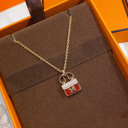 Mystic CONSTANCE RED PEDANT PINK GOLD NECKLACE