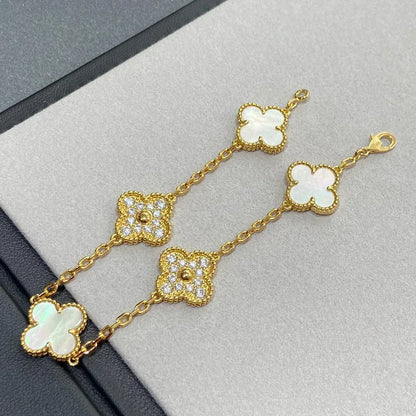 [Mystic ]New CLOVER WHITE PEARL MOP 5 MOTIF BRACELET COLLECTION