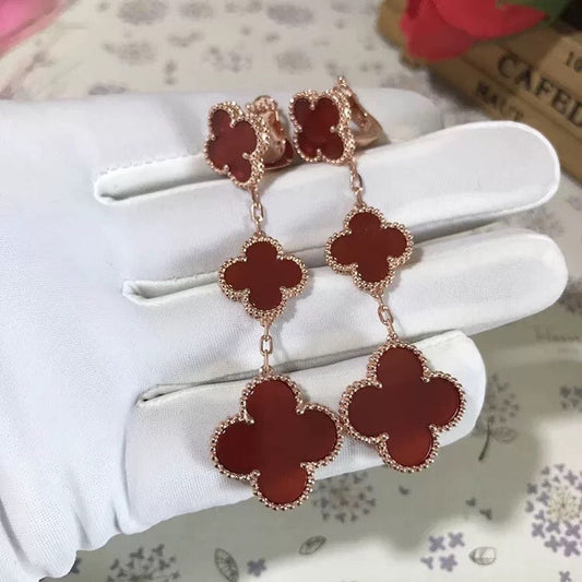 Mystic CLOVER 3 MOTIF CARNELIAN DROP EARRINGS