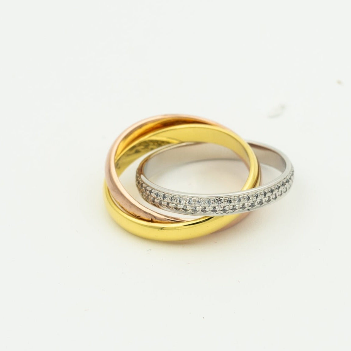 Mystic TRINITY RING GOLD PINK GOLD SILVER DIAMONDS