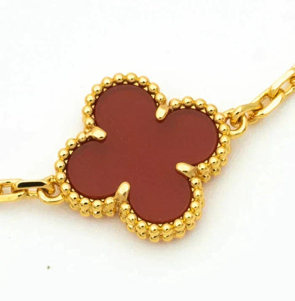 [Mystic ]New  CLOVER 5 MOTIF RED CORNELIAN BRACELET COLLECTION