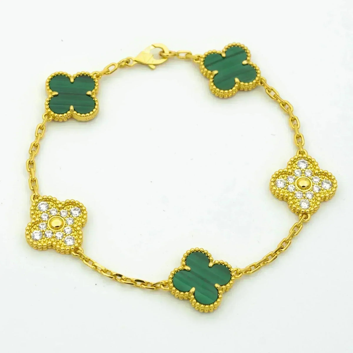 [Mystic ]New  CLOVER 5 MOTIF MALACHITE BRACELET COLLECTION