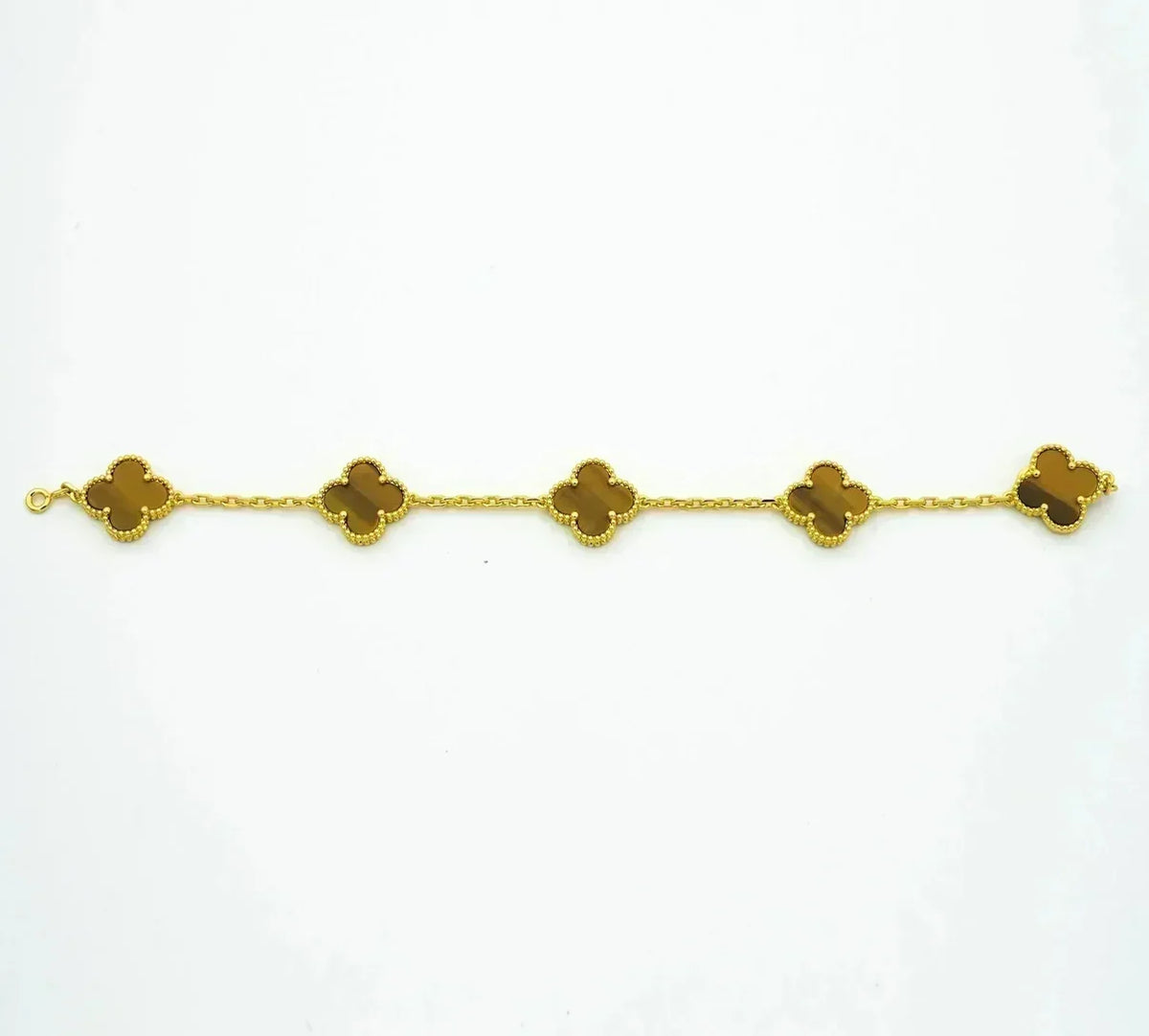 [Mystic ]New  CLOVER 5 MOTIFS TIGER EYE BRACELET COLLECTION