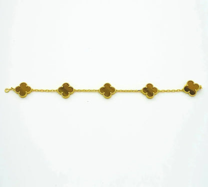 [Mystic ]New  CLOVER 5 MOTIFS TIGER EYE BRACELET COLLECTION