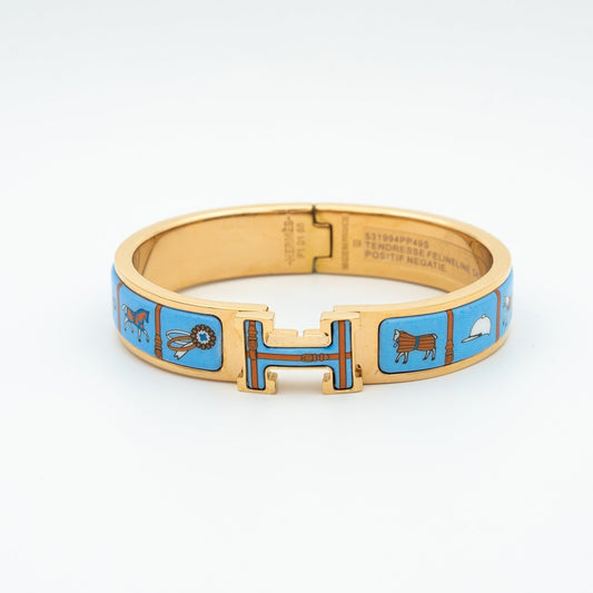 Mystic H PINK GOLD BRACELET BLUE CERAMIC