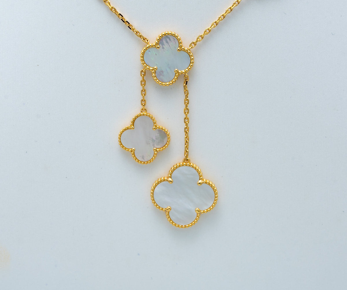 Mystic CLOVER MOTHER OF PEARL NECKLACE 6 MOTIF