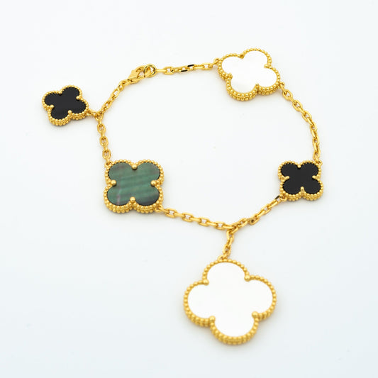Mystic CLOVER BRACELET 5 MOTIFS ONYX MOP