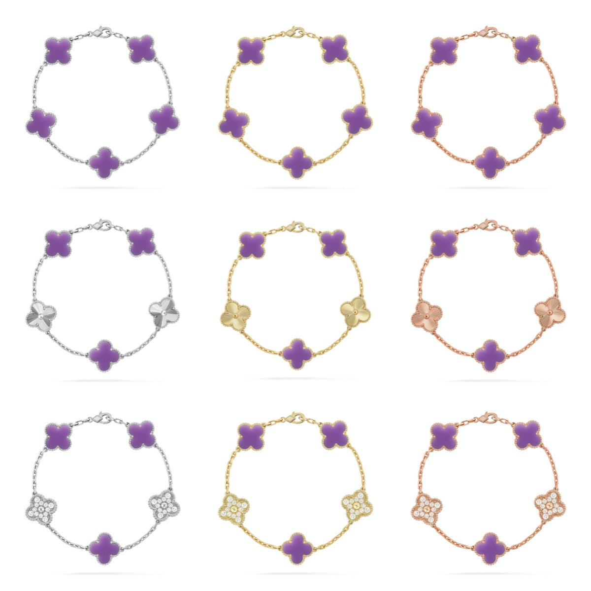 [Mystic ]New CLOVER 5 MOTIF LIGHT PURPLE BRACELET COLLECTION