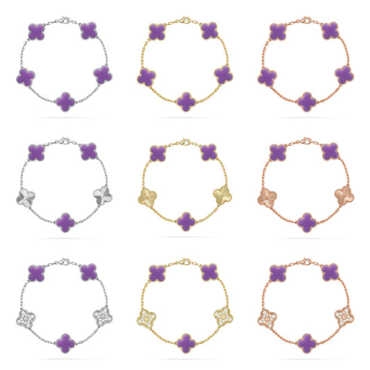 [Mystic ]New CLOVER 5 MOTIF LIGHT PURPLE BRACELET COLLECTION
