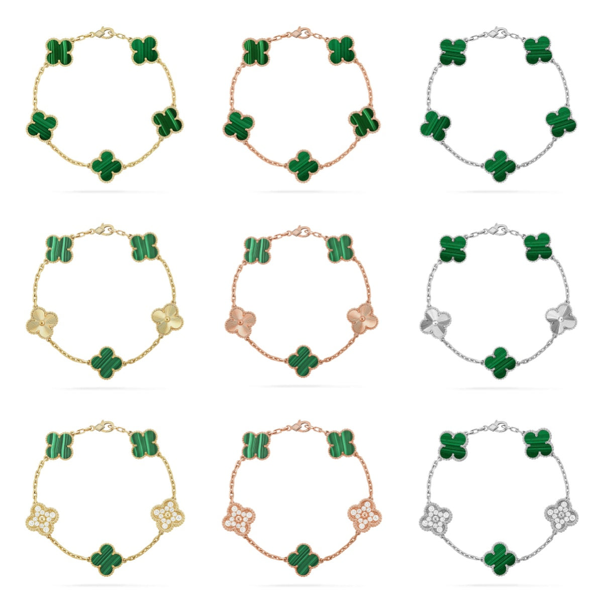 [Mystic ]New  CLOVER 5 MOTIF MALACHITE BRACELET COLLECTION